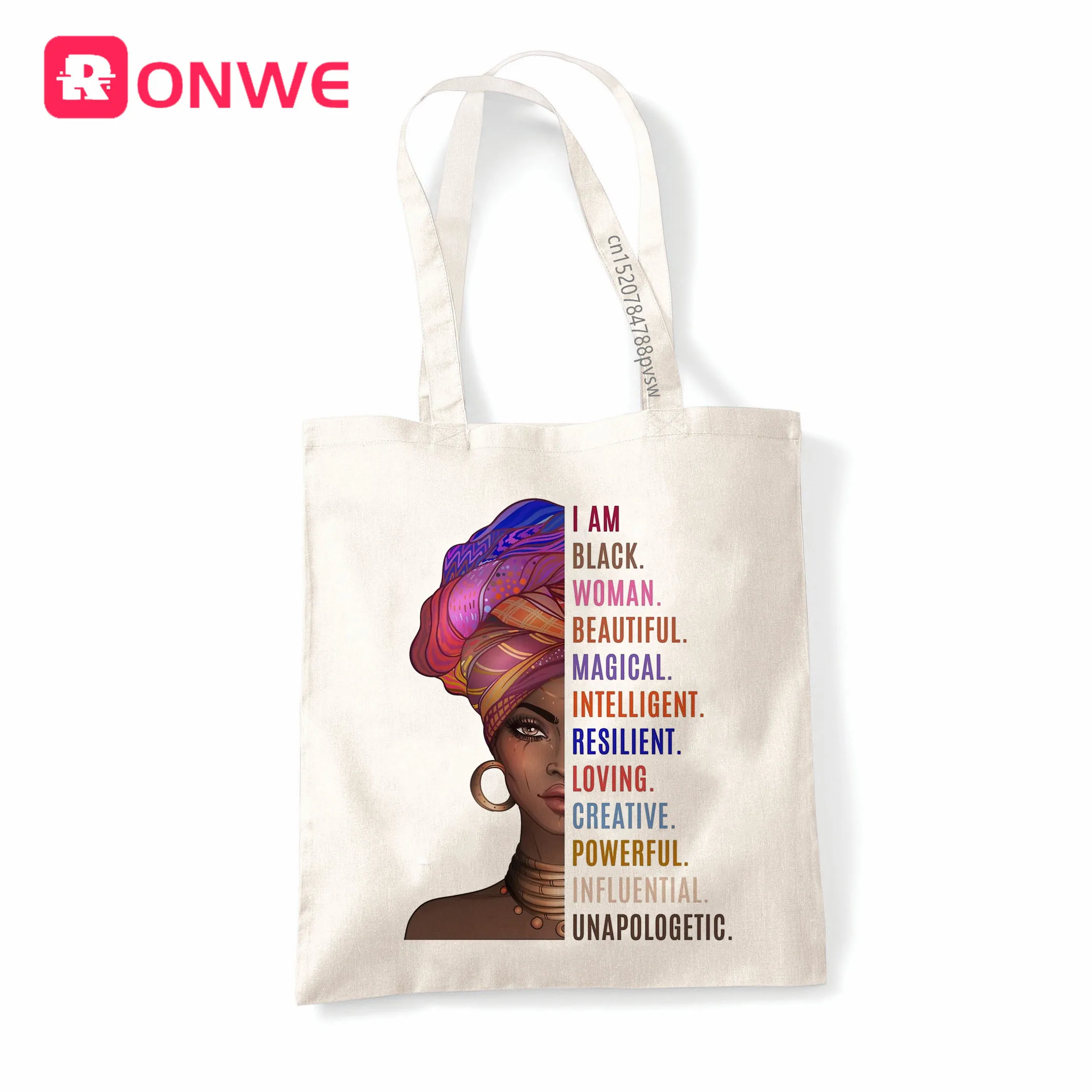 Я сильная меланин Queen многоразовые Для женщин покупок Сумки холсты эко