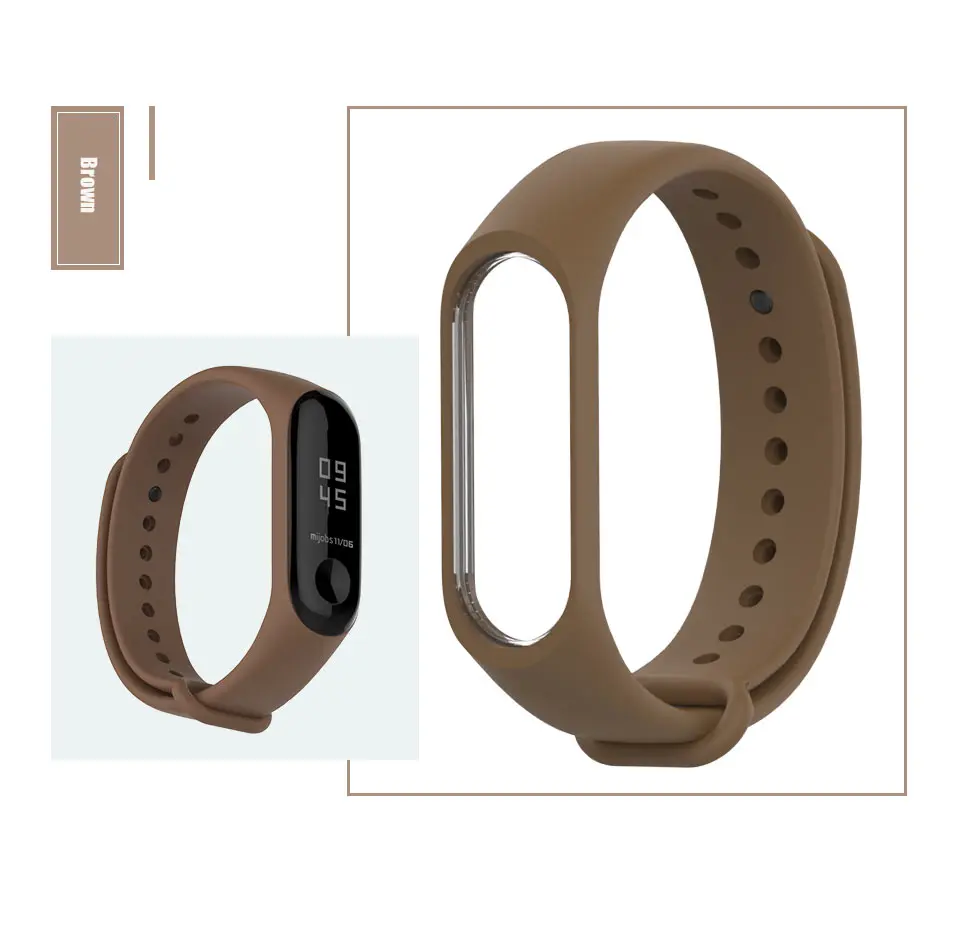 Mi jobs Xiaomi mi Band 4 ремешок спортивный mi band 3 Ремешок Браслет для mi band 4 mi band 3 ремешок Цветной силиконовый сменный - Цвет: Coffee Mi4 3