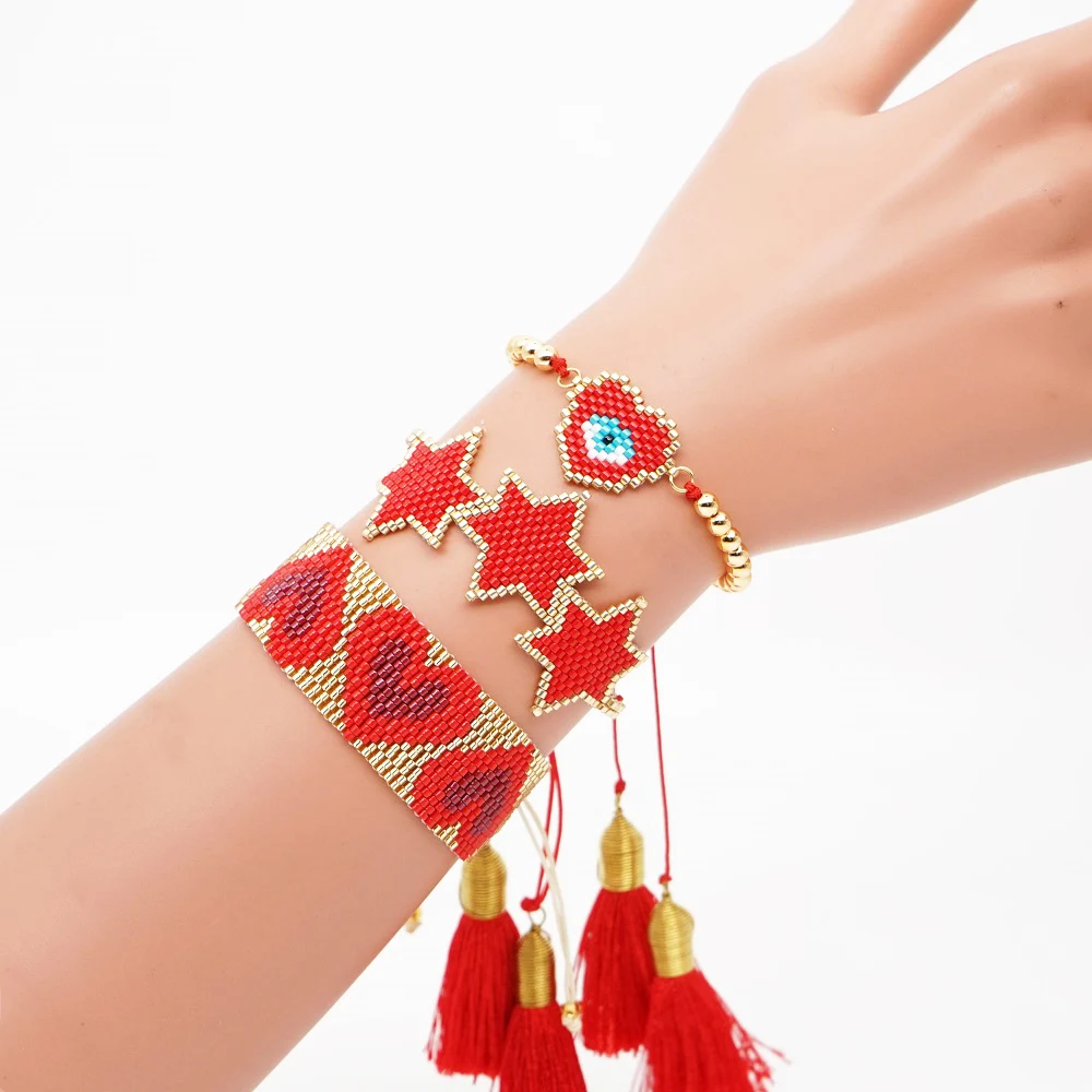 

Rttooas Heart Bracelet For Women Turkish Evil Eye Bracelet Red Star Miyuki Beaded Bracelet Set Pulsera Mujer 2020 Love Gifts