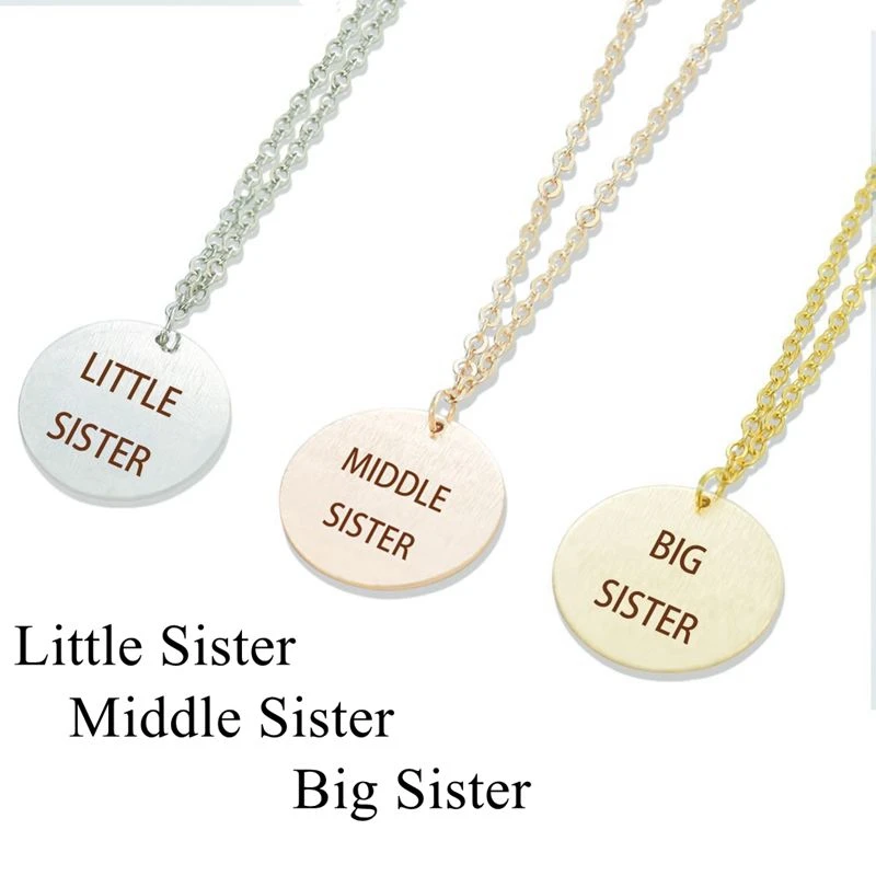 Ожерелье сестры семейная бижутерия большая сестра маленькая средняя