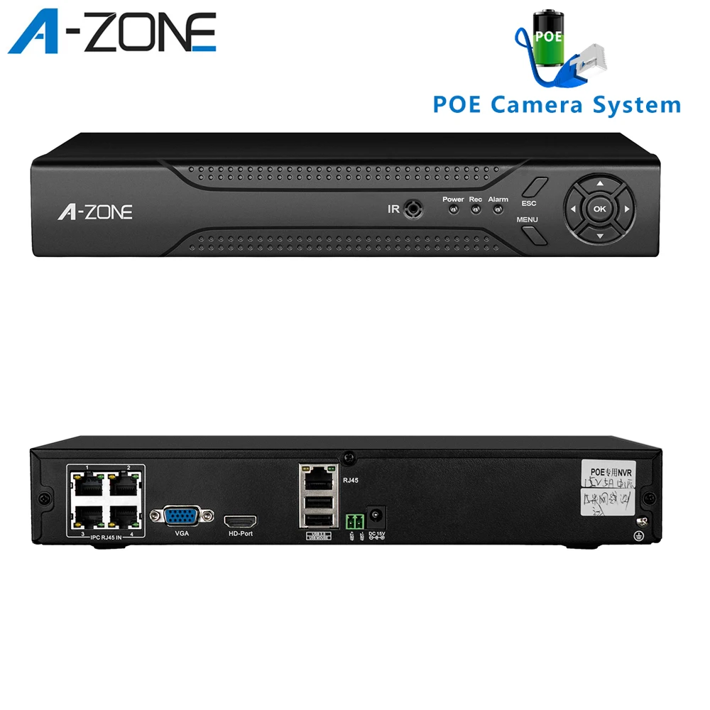 A ZONE 4CH POE NVR 4.0MP видеонаблюдения сети видео Регистраторы H.265 аудио Выход Onvif