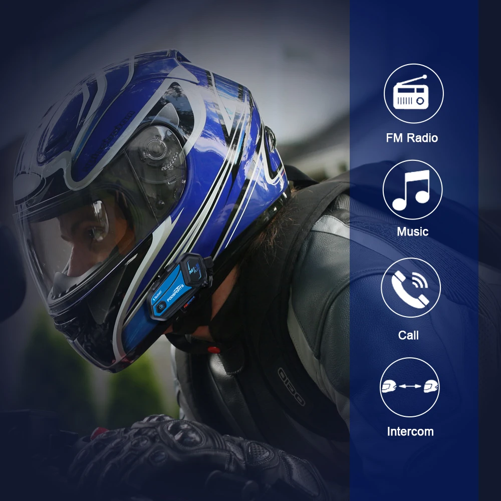 Фото Fodsports, 2 шт., M1-S, мотоциклетный шлем, домофон, bluetooth гарнитура, 8 способов, беспроводной домофон, fm-радио, обмен музыкой, BT5.0 №5