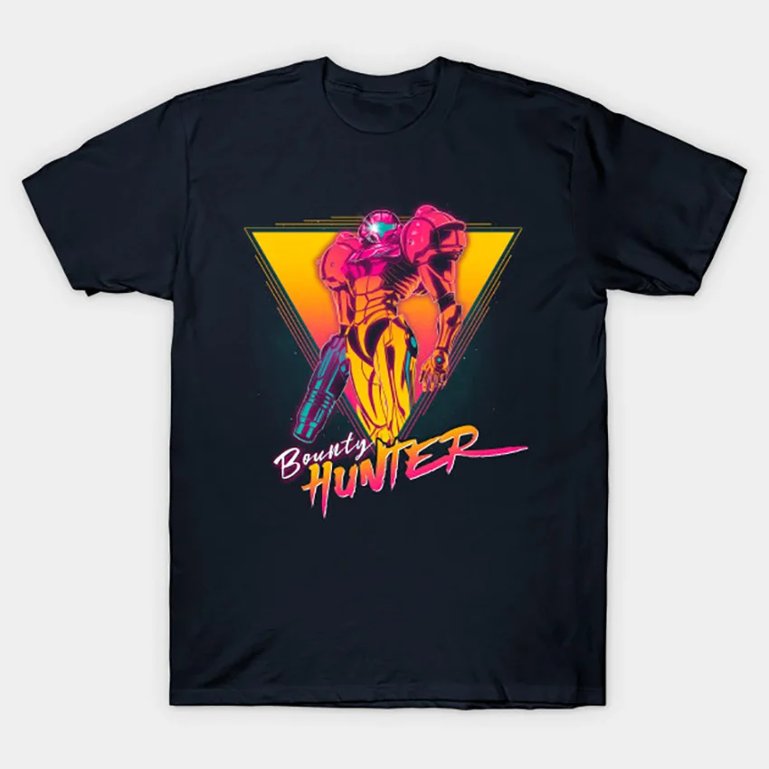 Космический охотник за головами футболка Metroid футболка игровая samus aran samus видеоигры 80s neon Ретро synthwave metroid