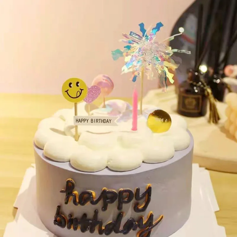 Bear Cake Topper Baby Shower Wedding Dessert Decoration Cute Letter Smiley Flowers Girl Birthday Party Boy Baking Supplies |