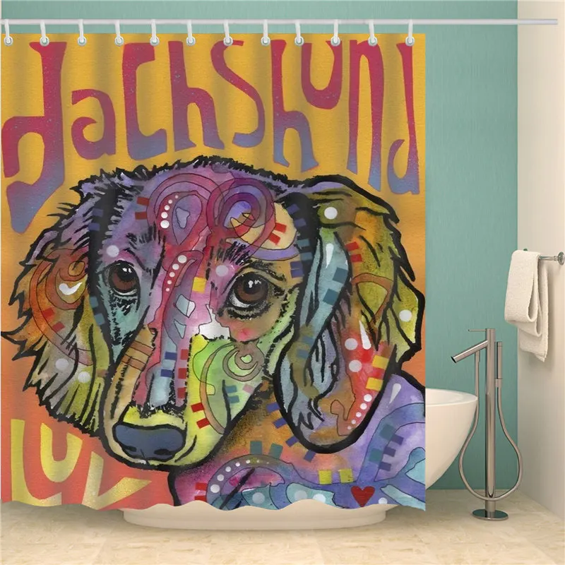 

Animal Dog Shower Curtain 3D Print Bathroom Waterproof Polyester Bath Curtain Octopus Washable Bath Decor Curtains With 12 Hooks