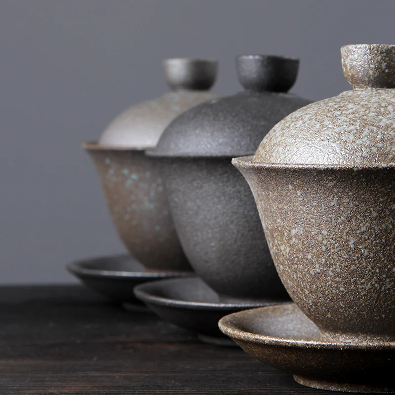 210 мл черный дзен японский стиль керамическая грубая керамика Gaiwan чайный набор
