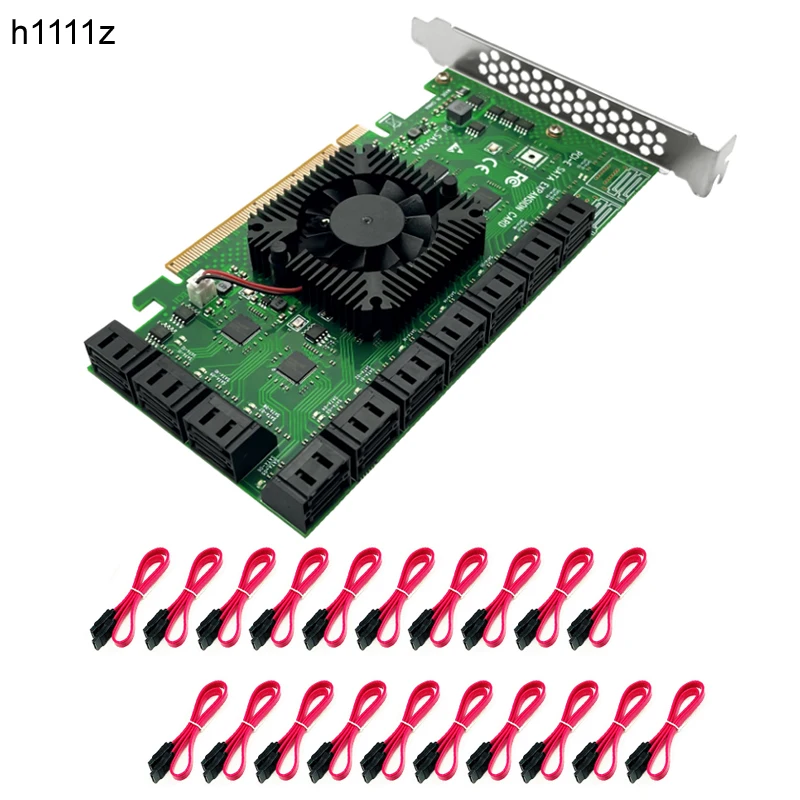 

Chia Mining Riser PCIe SATA Card 20 Ports PCI Express 16X SATA 3.0 6Gbps Controller Support 20 SATA 3.0 Devices with SATA Cables