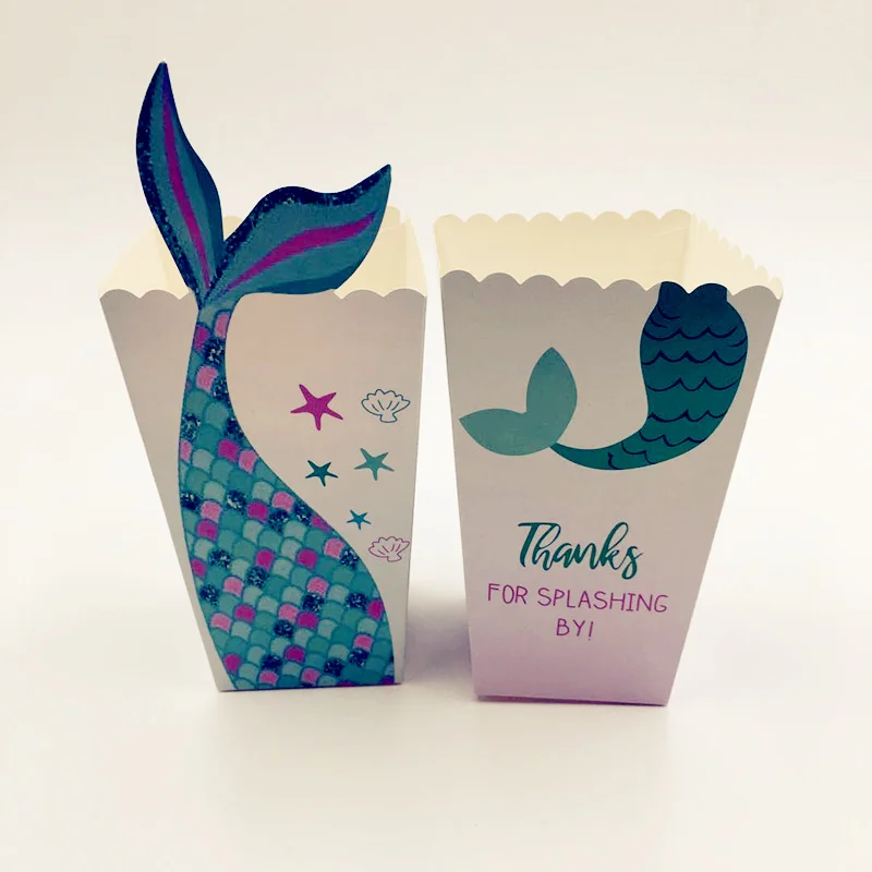 12 шт./лот новый стиль Русалка хвост Вечерние коробка для попкорна закусок ведро