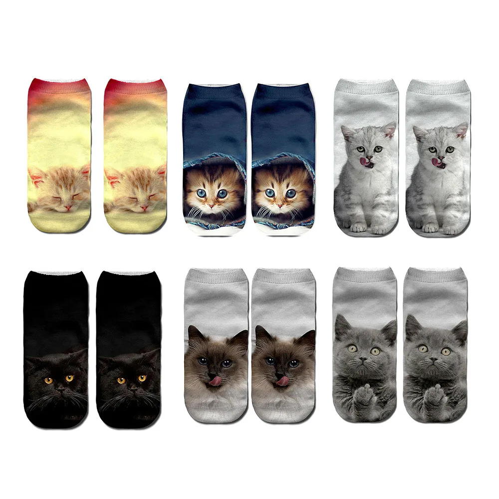 Носки унисекс с 3D принтом милые повседневные короткие носки до щиколотки