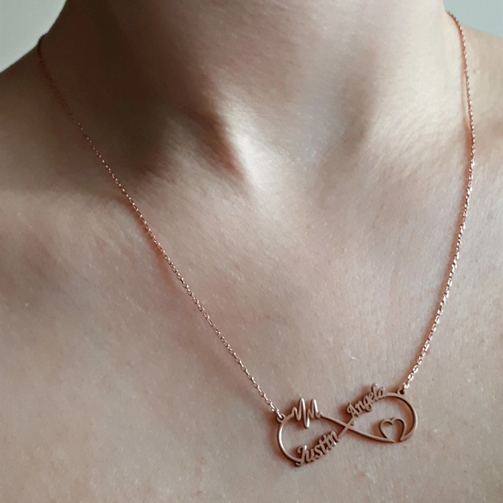 Персонализированные Бесконечность имя персонализированные ожерелье сердце
