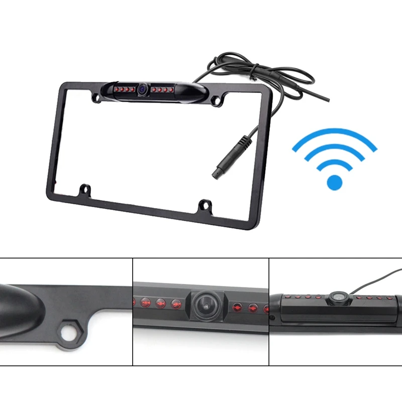 

US Car Wifi License Plate Frame Wireless Rear View Camera 8 IR Night Vision Reverse Backup Camera License Plate Frame