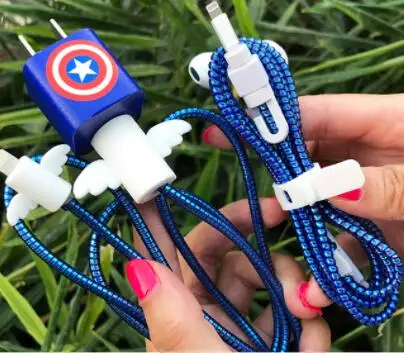 7 Кия мультфильм защита для usb-кабеля комплект со спиральным кабелем Стикеры для намотки протектор для наушников Шнур для iphone xs/xsmax/xr/8/8 plus - Цвет: 7