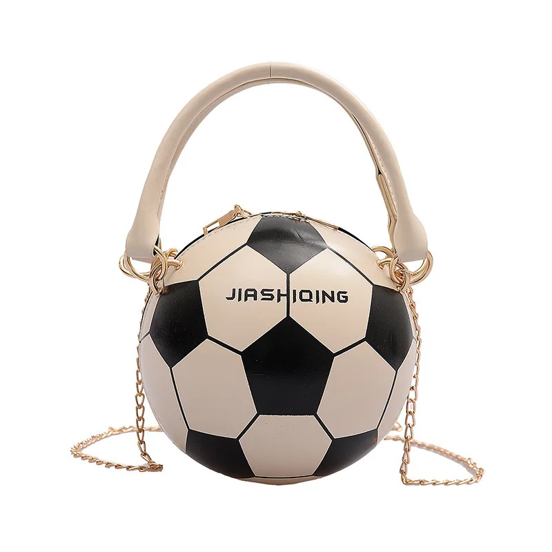 

Small Football Pattern Handbag Fashion Women Chains Handbag Creative Letter Shoulder Messenger Bag Mini Round Tote
