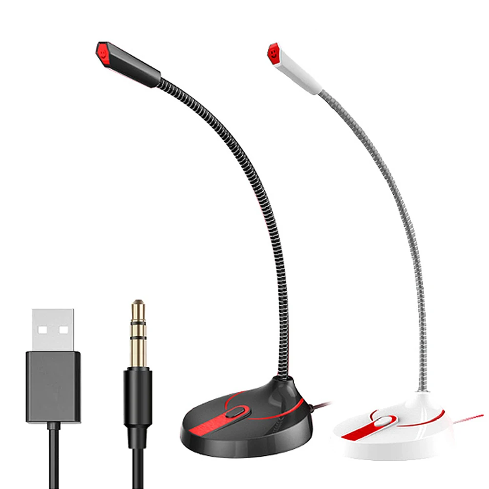 

3.5mm USB Desktop Microphone PC Computer Mic Gaming Chatting Online Class USB Microphone Adjustable Drive Free Studio Microphone
