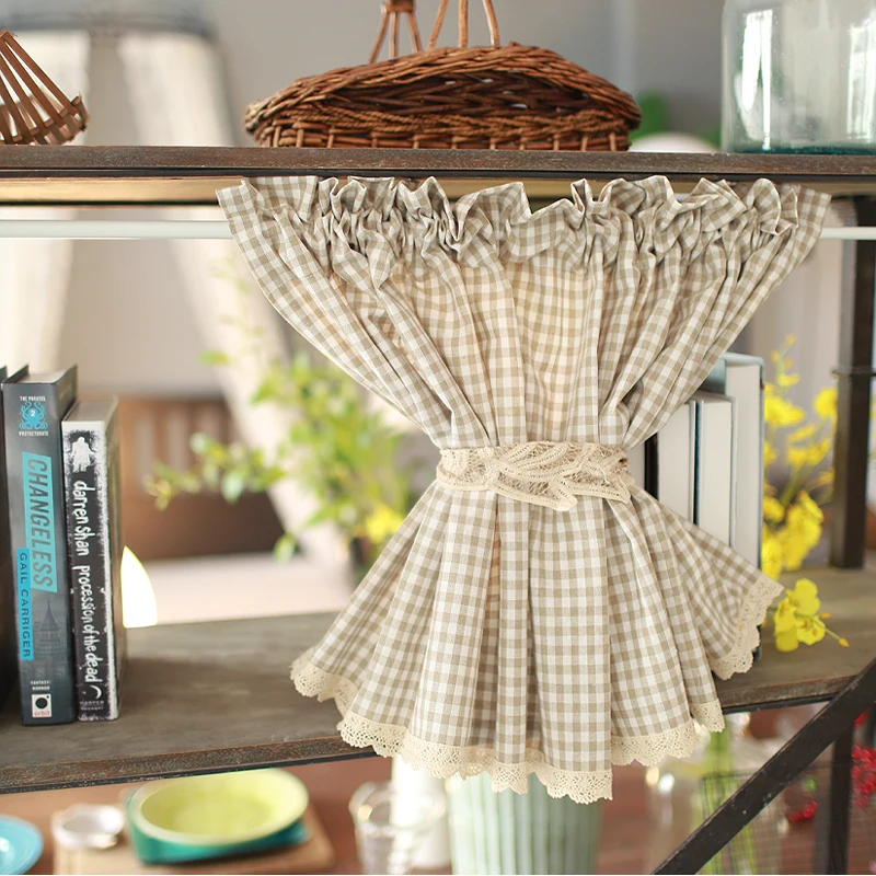 Половина Шторы с кружевами кроше Короткая занавеска для кухни из хлопка и льна