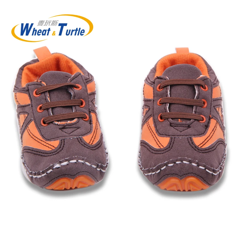 Mother Kids Pu Sneakes Sport Shoes For Newborn Baby Boys Infant Toddler's Lace-Up Anti-slip Soft Rubber Sole First Walker Shoes