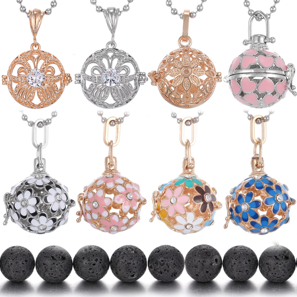 Диффузор ожерелье Подсолнух Лава камень беременность колокольчик мяч эфирное