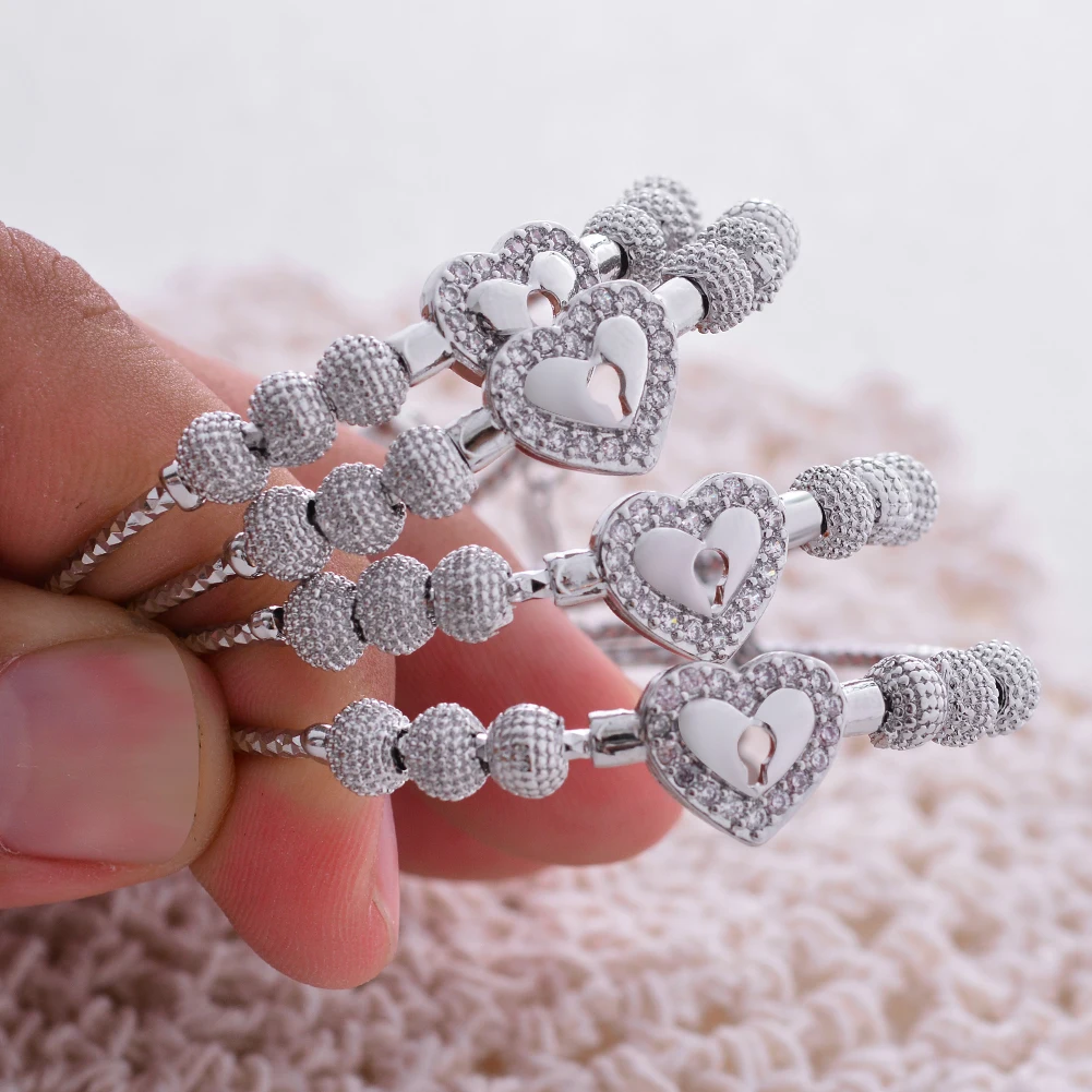 Wando Эфиопский Дубай Арабский сердце замок Циркон детский браслет Серебристые