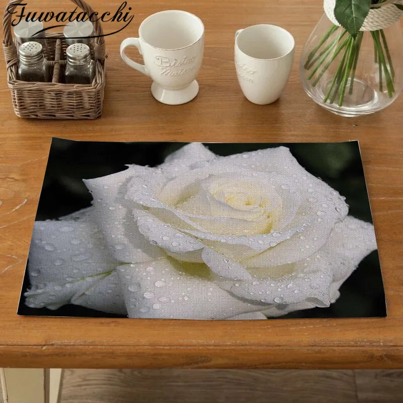 Столовые приборы с цветочным принтом Fuwatacchi Подсолнухи кухонные столовые льняные