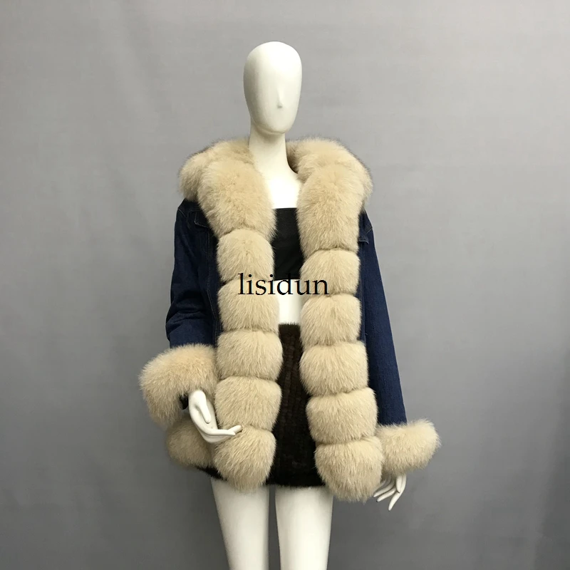 2021 натуральное пальто из лисьего меха воротник серебряной лисы Женская Длинная