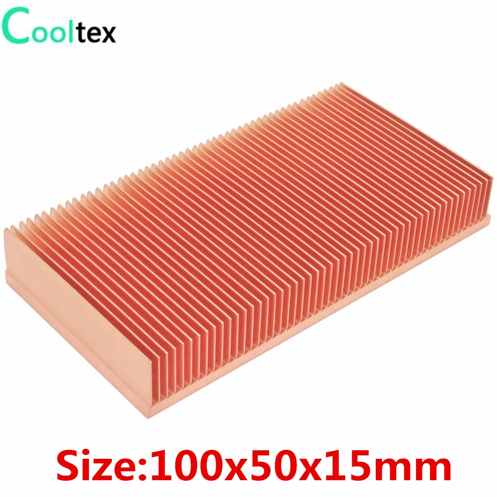 Pure Copper Heatsink 100x50x15mm Skiving Fin Heat Sink Radiator for Electronic RAM Chip LED VGA Cooling Cooler