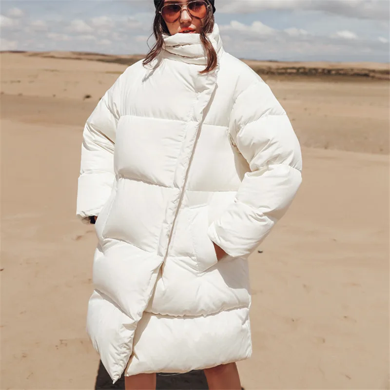 Куртка на белом утином пуху с воротником стойкой европейская новинка Длинное