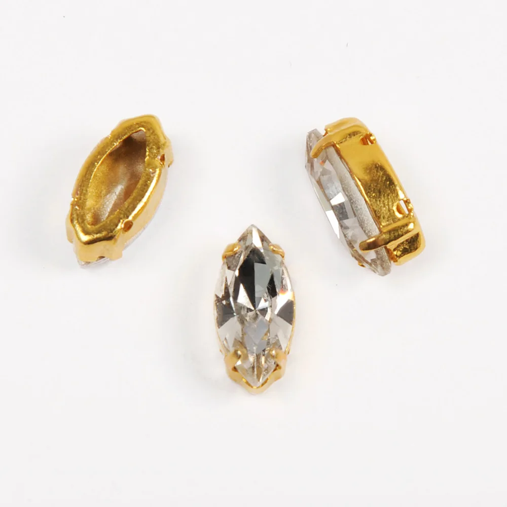 

CTPA3bI 4200 4227 Navette Silver and Gold Claw Settings In Decorative Horse Eyes Glass Rhinestones For Needlework Dance Dress