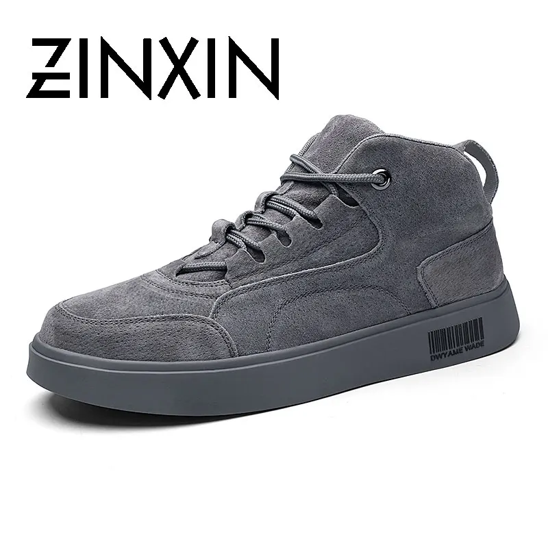 

ZINXINMen's Board Shoes Autumn Winter Leisure Sneakers High Top Youth Trend Suede Leather Flats for Men Breathable
