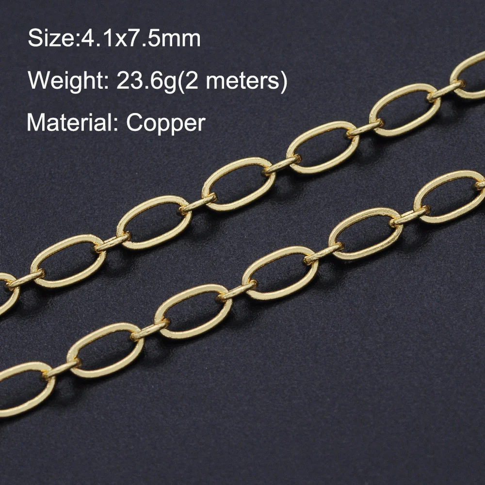 

2 Meters/lot 4x8mm Gold Plated DIY Jewelry Link Chain Wholesale OEM Order Accept Fashion Jewellery Making Chain Bulk Chain