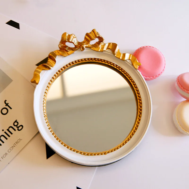 

Retro Bow Round Mirror Ins Photo Props and Cosmetics Gifts
