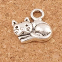 lying cat spacer charm beads 14x14 mm 200pcs zinc alloy pendants alloy handmade jewelry diy l1153