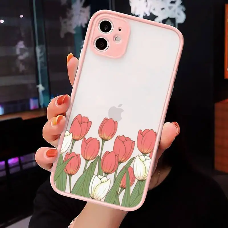 

Dried flowers pink Phone Cases matte transparent For iphone 7 8 11 12 plus mini x xs xr pro max cover
