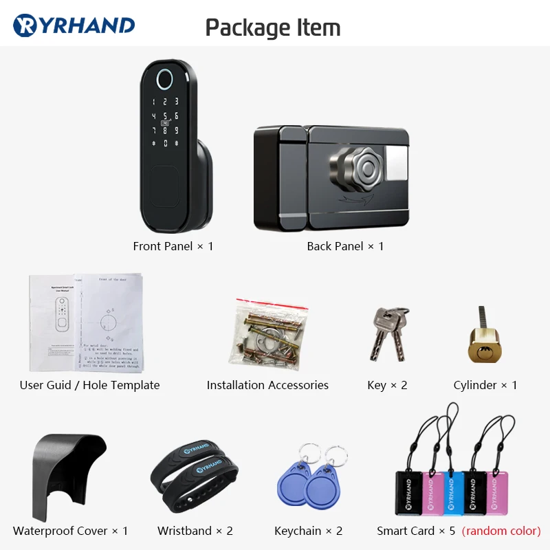 Дверной смарт замок Tuya водонепроницаемый с Wi Fi и сканером отпечатков пальцев