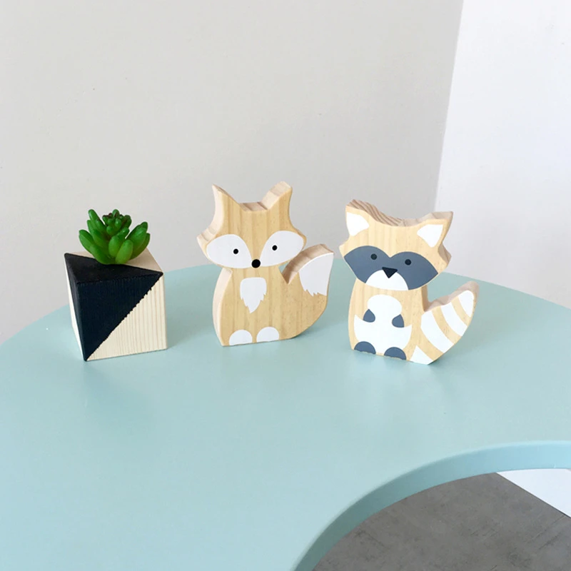 Игрушки-животные из натурального дерева для детей Детские Мультяшные деревянные