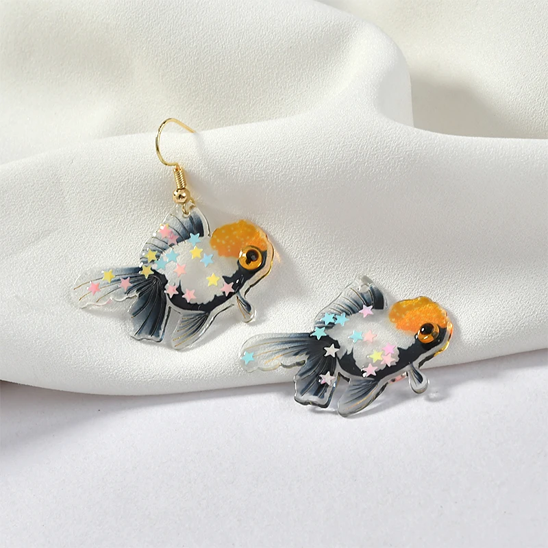 Цветные прозрачные маленькие золотые рыбки акриловые Подвески DIY серьги