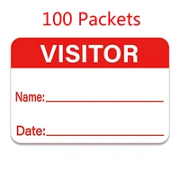 red visitor label 100 count identification stickers name tabs for tourist pass at school3 x 2 inches