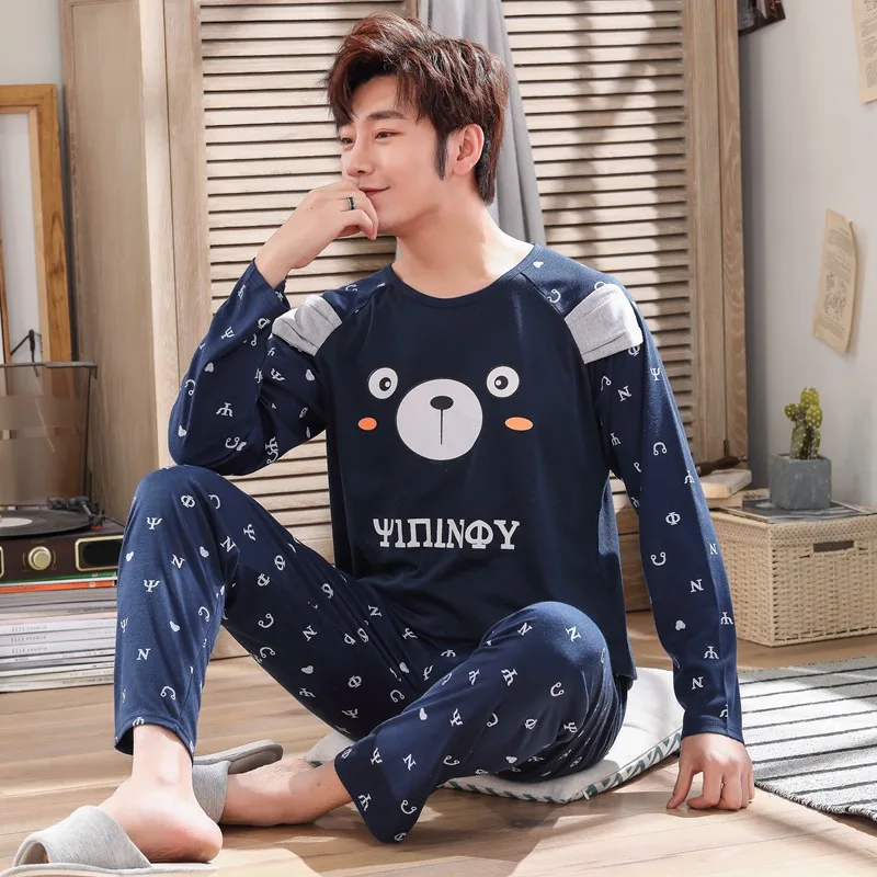 

Men's sliver pajamas, long sleeve pajamas, family, informal, 2019