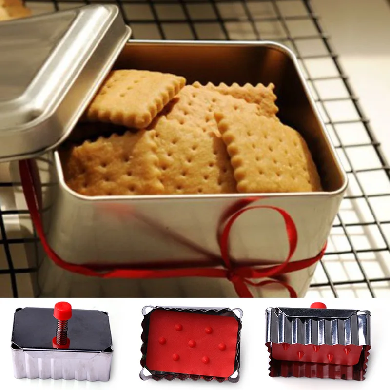 

1pc Stainless Steel Pastry Decorating Mould Fondant Pressed Cookie Mold Baking Tools Plunger Cookie Cutter Square Biscuit Cutter