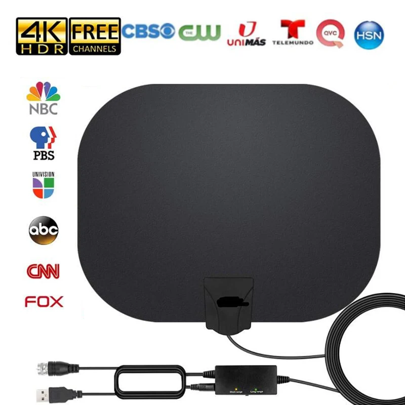 

ТВ-антенна усиленная HD для помещений 4K 1080p умный HDTV TV Цифровой усилитель на 300 миль активная комнатная антенна HD с плоским дизайном