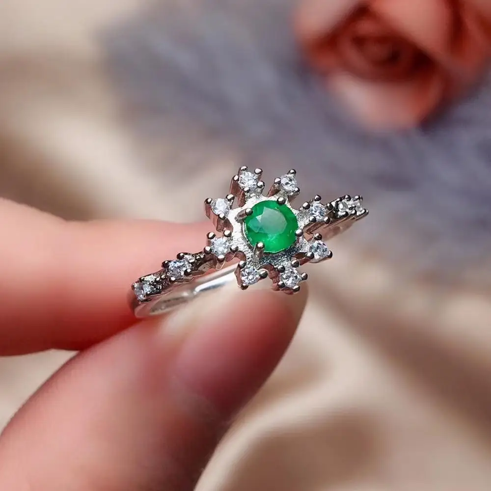 

grace lovely stars universe Natural green Emerald gem Ring Natural gemstone ring S925 silver women girl party gift Jewelry