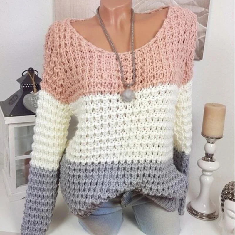 

Casual And Comfortable Large Size women's Fashion long-sleeved Autumn And Winter Sweater Ladies Openwork Knitted Sweater