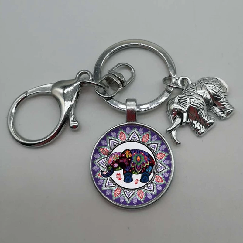 Очарование Слон Стекло выпуклый Круглый Брелок слон брелок партия подарок сумка