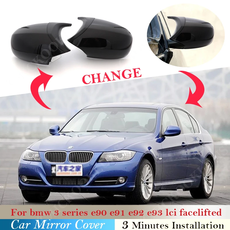 

For BMW 3 Series E90 E91 E92 E93 LCI Facelifted Model 2009-2013 Car Rear View Side Wing Mirror Cap gloss black Replacement Cover