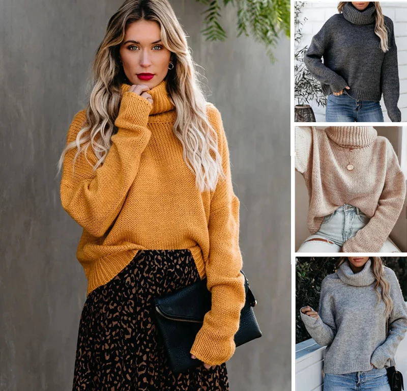 

2021 Woman New Backless Cut Out Pullover Turtleneck Sweater Women's Knitwear Long Sleeve Top Autumn Winter Jumper Sweater Female