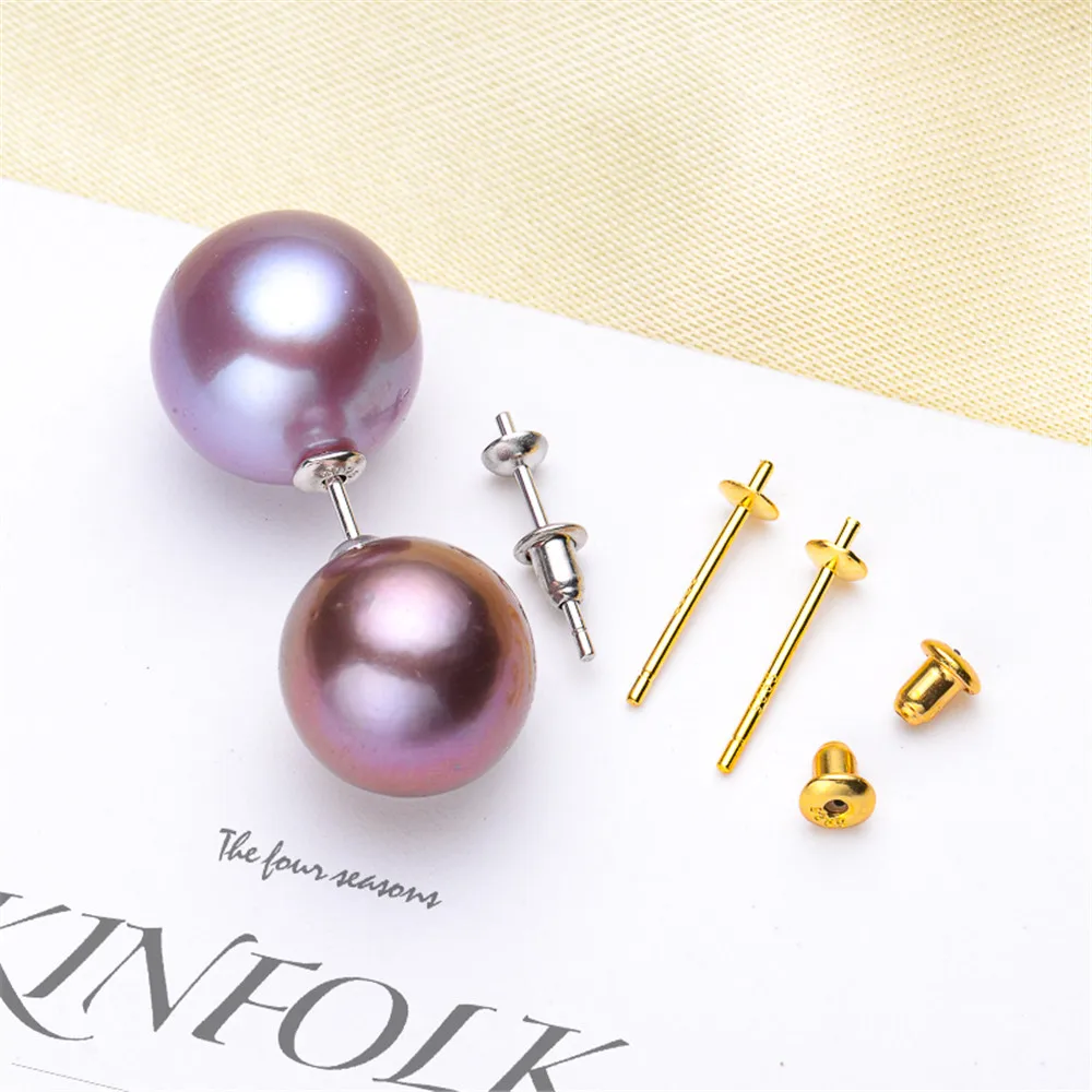 

S925 Sterling Silver Pearl Earring Settings Basic Model DIY Handmade Making Accessories Jewelry Findings