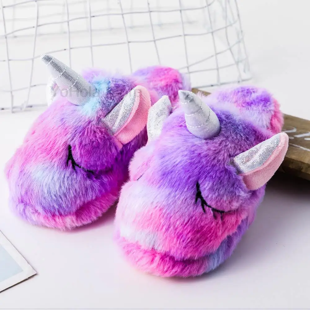 

Kids Plush Slippers Indoor Soft Comfortable Slippers Boys Girls Cute Shoes Children Unicorn Winter Warm Animal Home Shoes