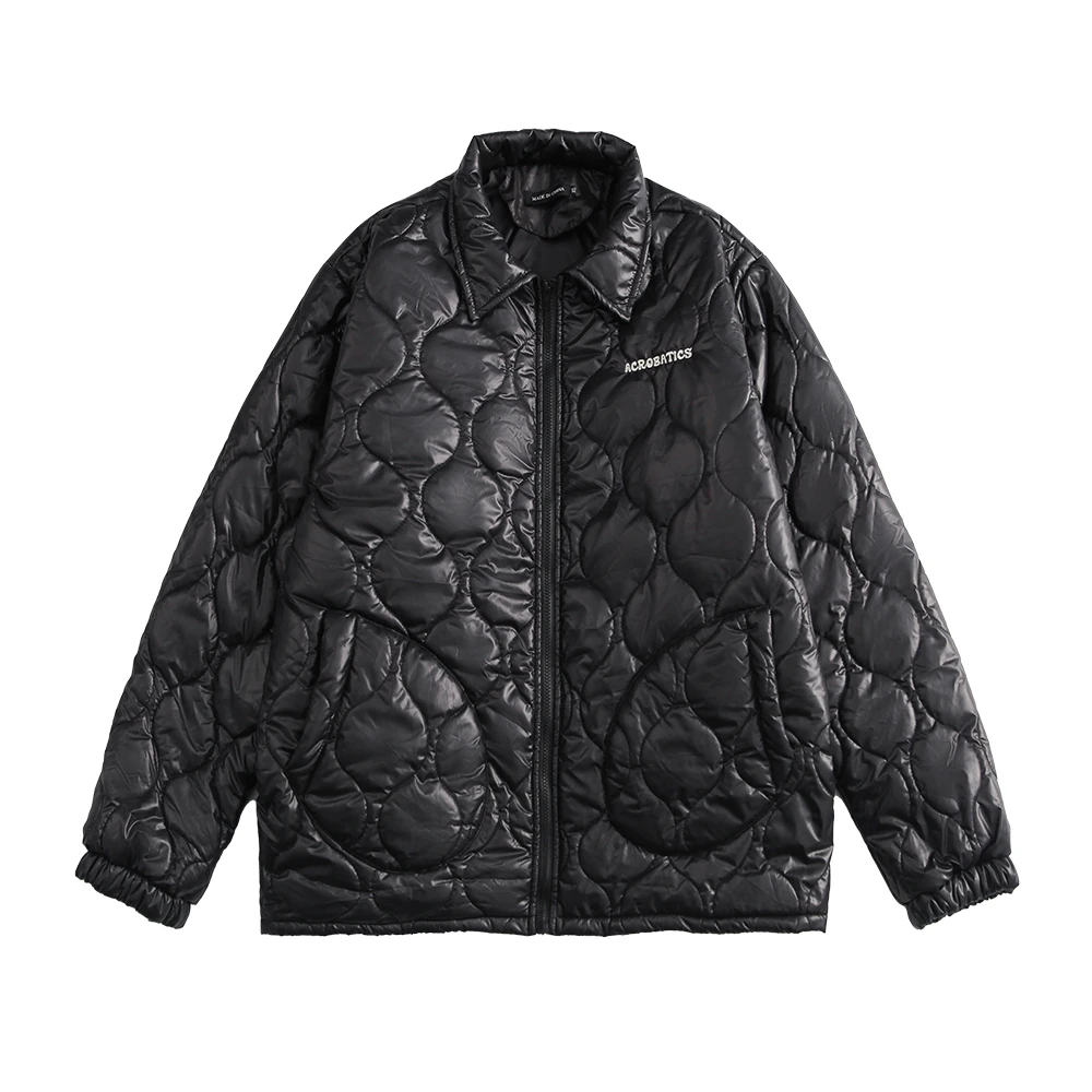 

Модная стеганая куртка для мужчин, винтажная Свободная куртка с отложным воротником и хлопковой подкладкой, Утепленные Пальто с хлопковой ...