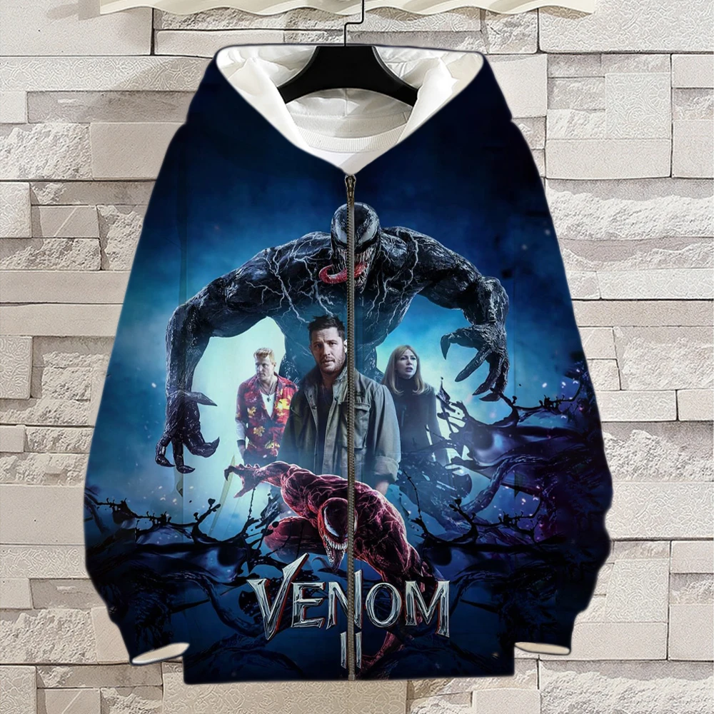 Толстовка с капюшоном Venom на молнии Мужская Весенняя Повседневная крутая Женская