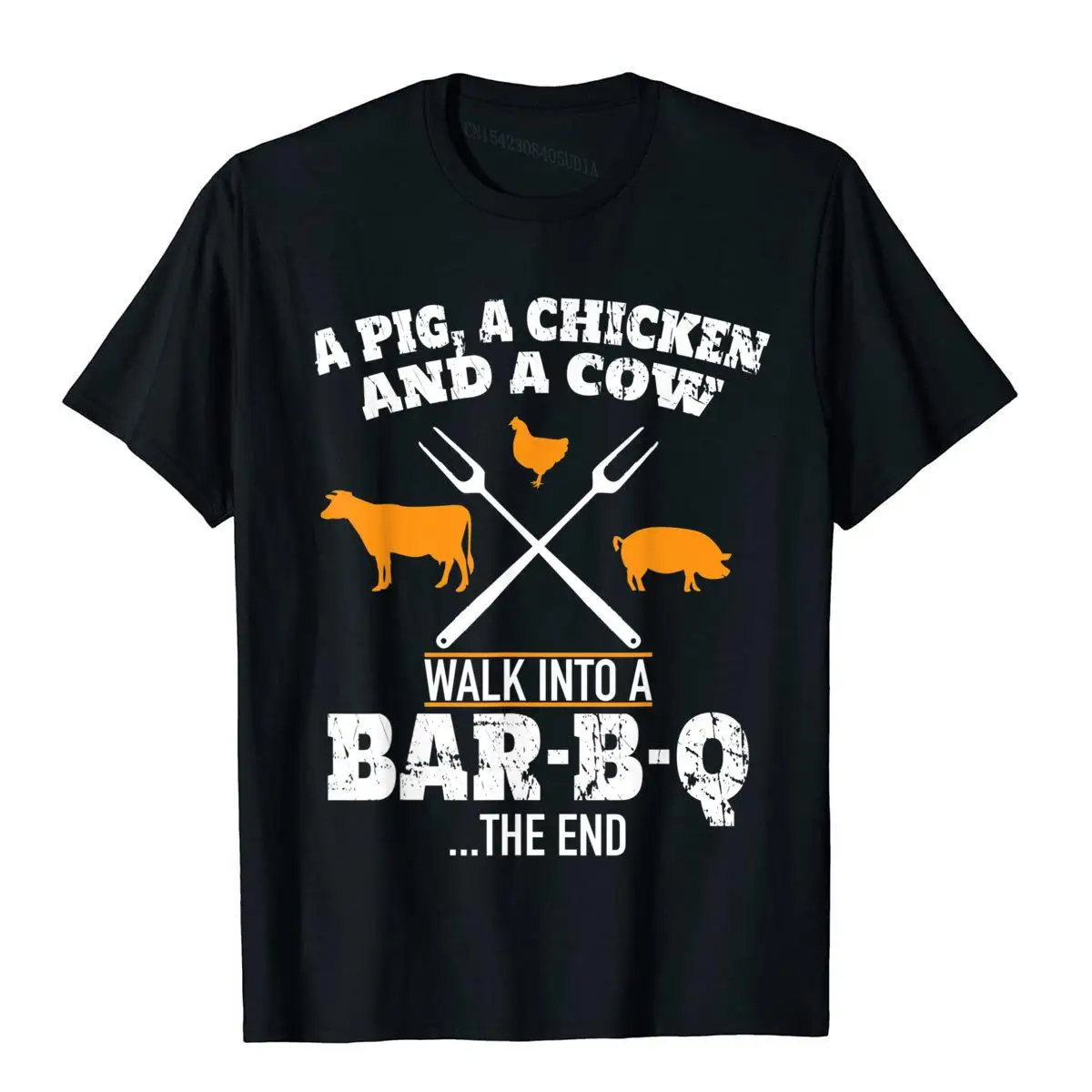 A Pig A Chicken And A Cow Funny BBQ T-Shirt BBQ Joke Shirt T-Shirt Cotton Men T Shirts Cool Tops Shirt Latest Fitness
