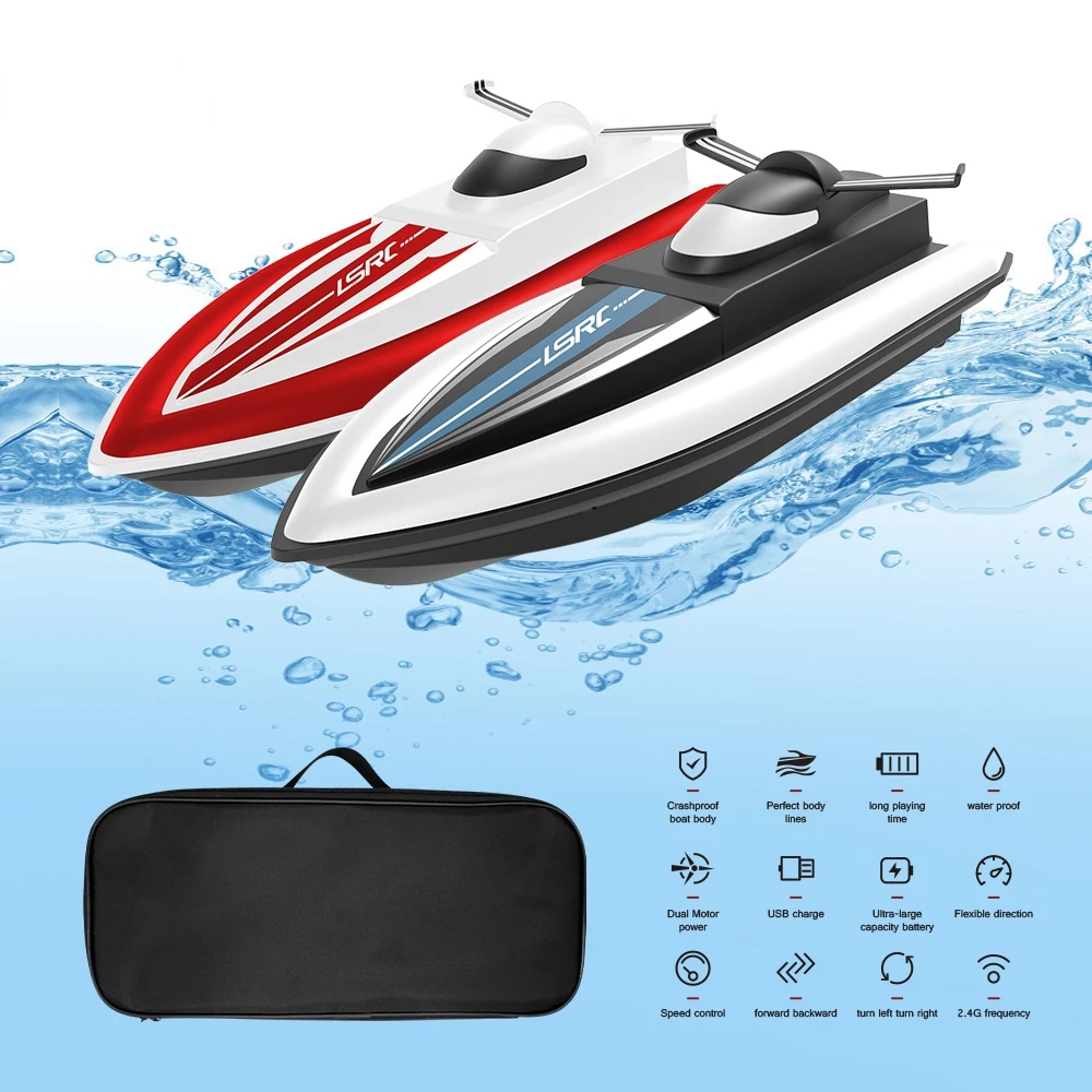 

2.4G RC Boat 25KM/H High Speed Racing Boat 2 Channels Dual Motor Remote Control Boats For Kids Adult Racing Water Toys